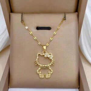 HELLO KITTY Rhinestone Gold Pendant Necklace (BRAND-NEW & BEAUTIFUL!)